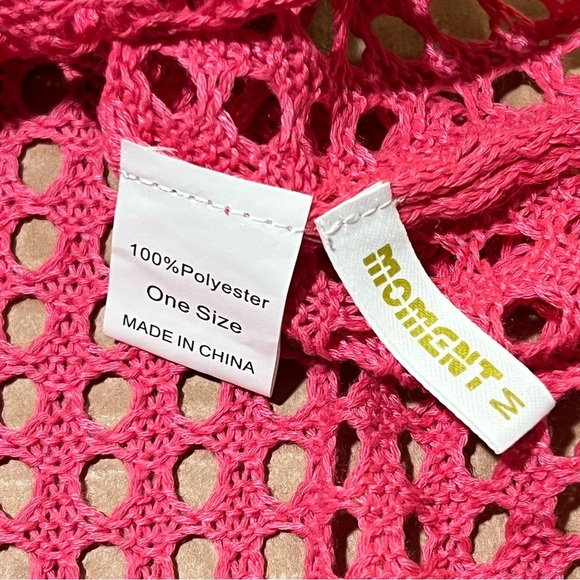 Moments Collection swimsuit cover knit net poncho pullover, sz M - Picture 5 of 9